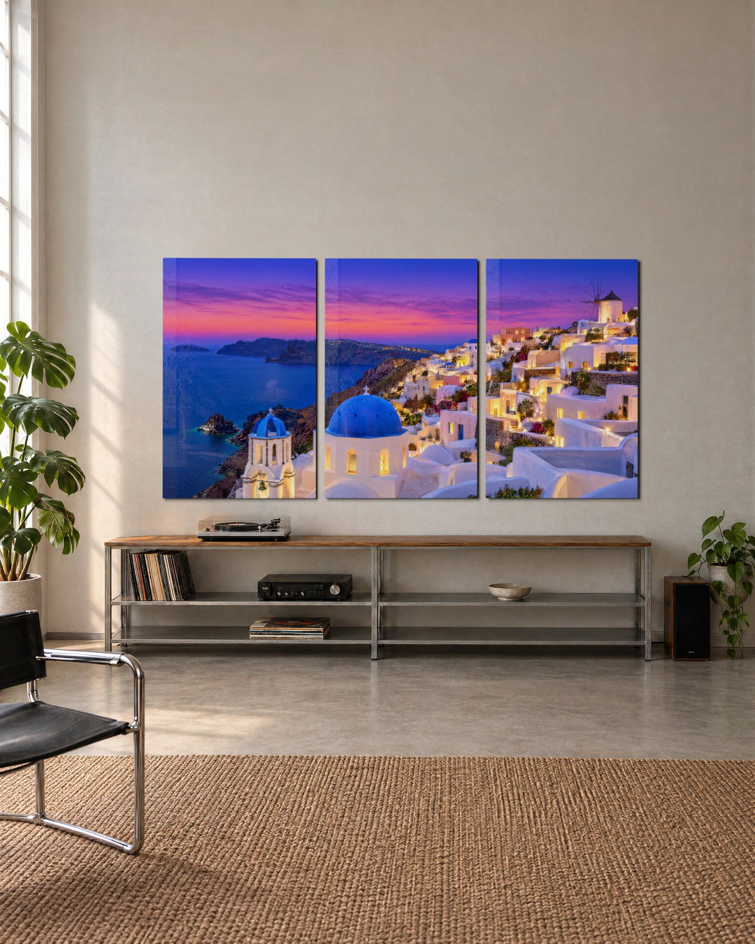 Blue Domes, Violet Hour glass wall art, set lifestyle view