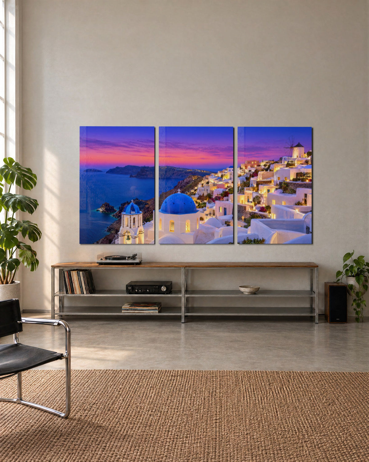 Blue Domes, Violet Hour glass wall art, set lifestyle view