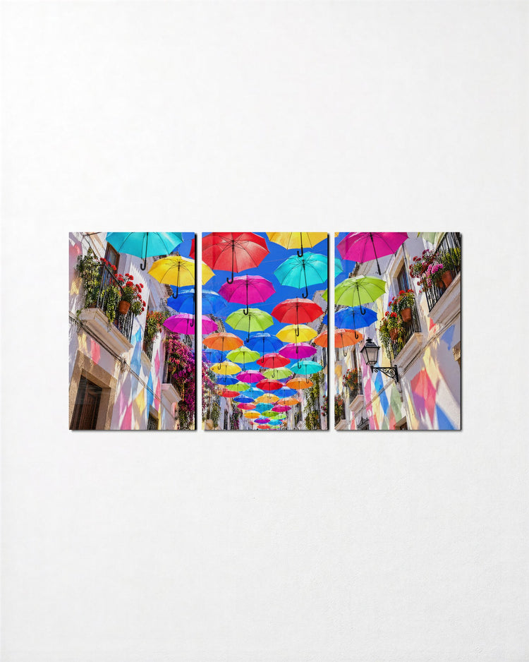 Rainbow Ceiling, White Street glass wall art, set front view