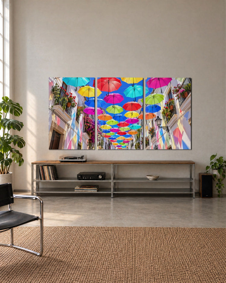 Rainbow Ceiling, White Street glass wall art, set lifestyle view