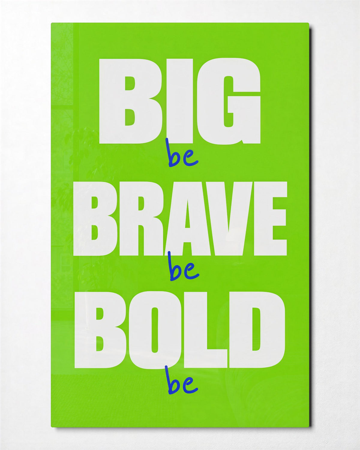 Three Words, Very Large glass wall art, front view