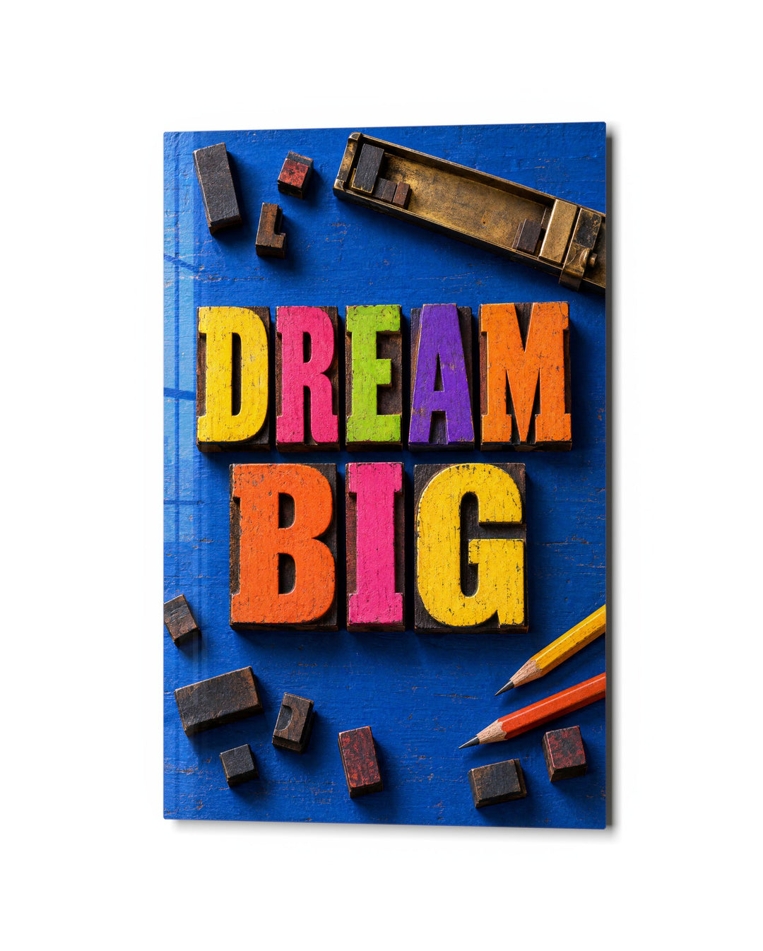 Alphabet Blocks, Large Ambitions glass wall art, studio view