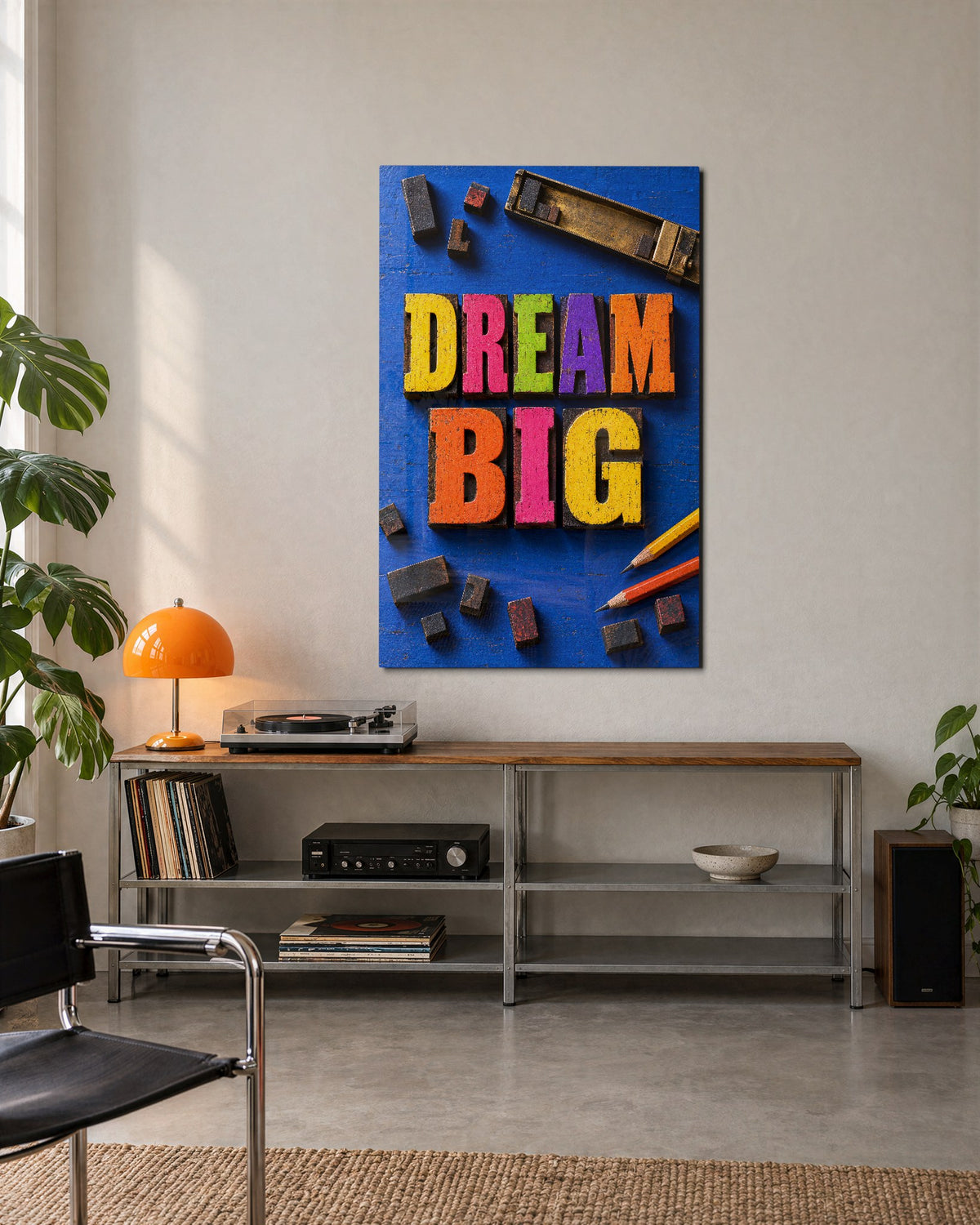 Alphabet Blocks, Large Ambitions glass wall art, lifestyle view