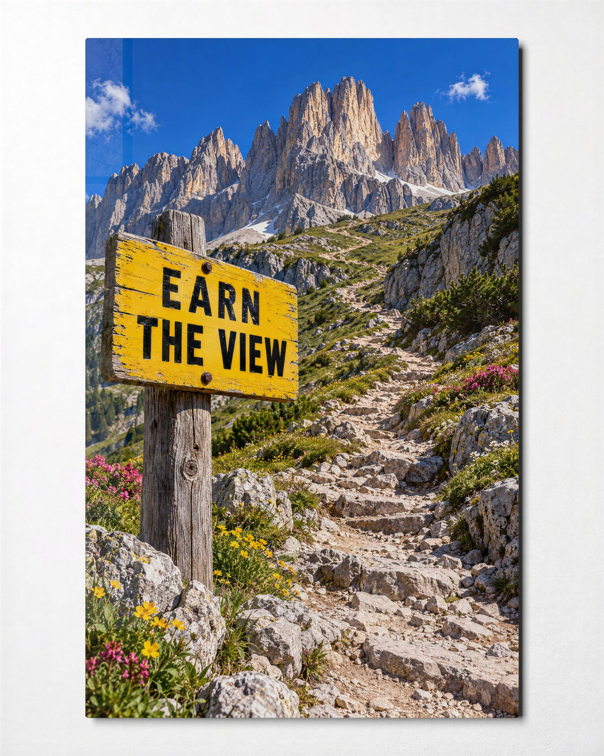 Trail Sign With Opinions glass wall art, front view