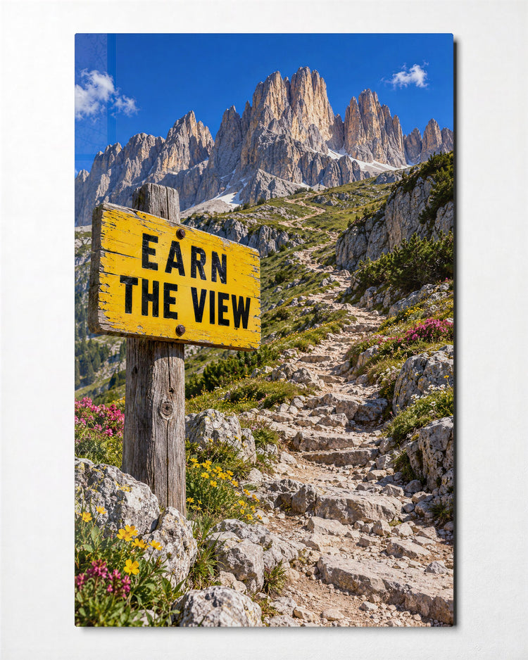 Trail Sign With Opinions glass wall art, front view