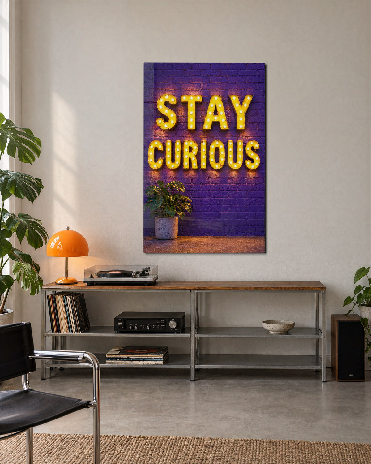 Marquee for the Mind glass wall art, lifestyle view