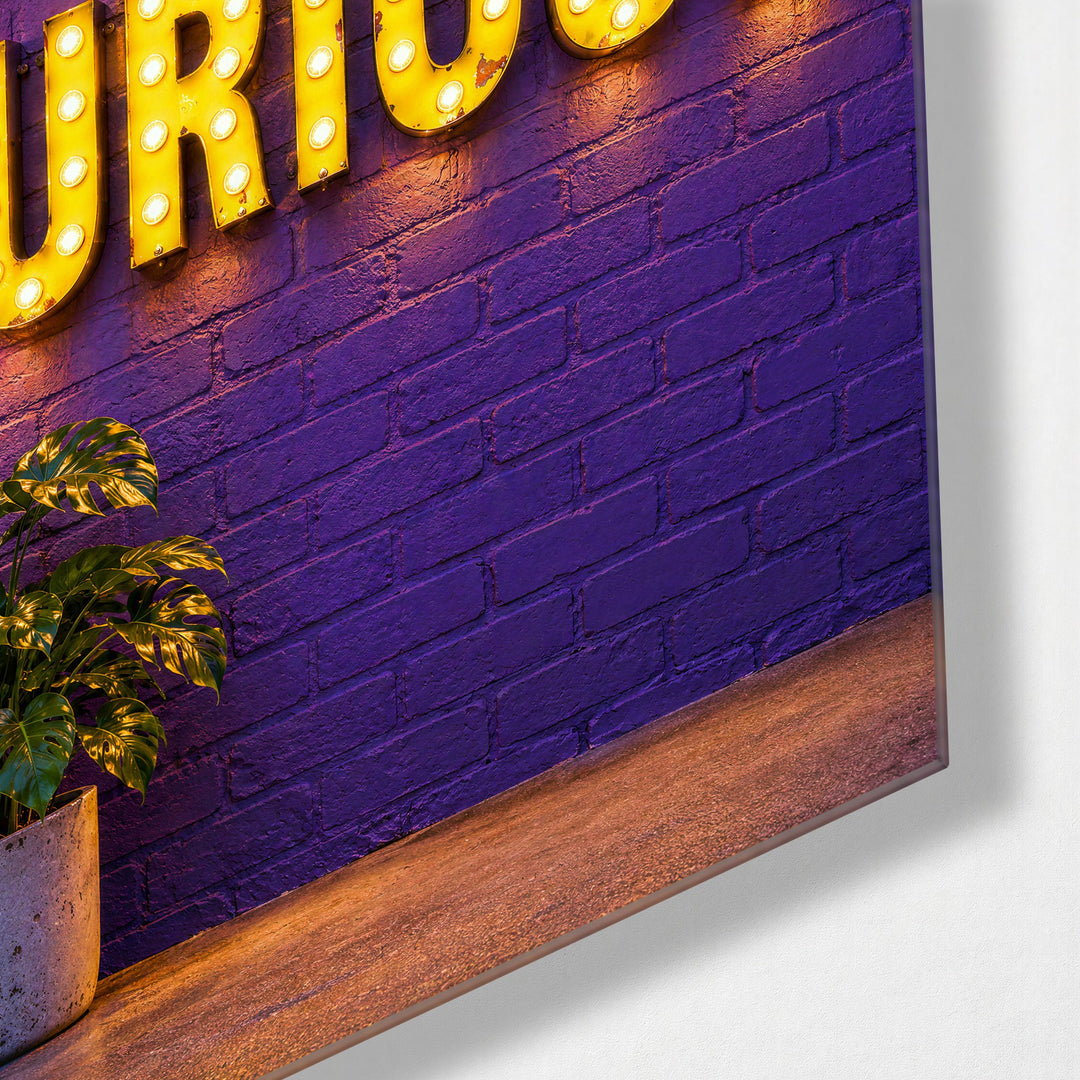 Marquee for the Mind glass wall art, corner view