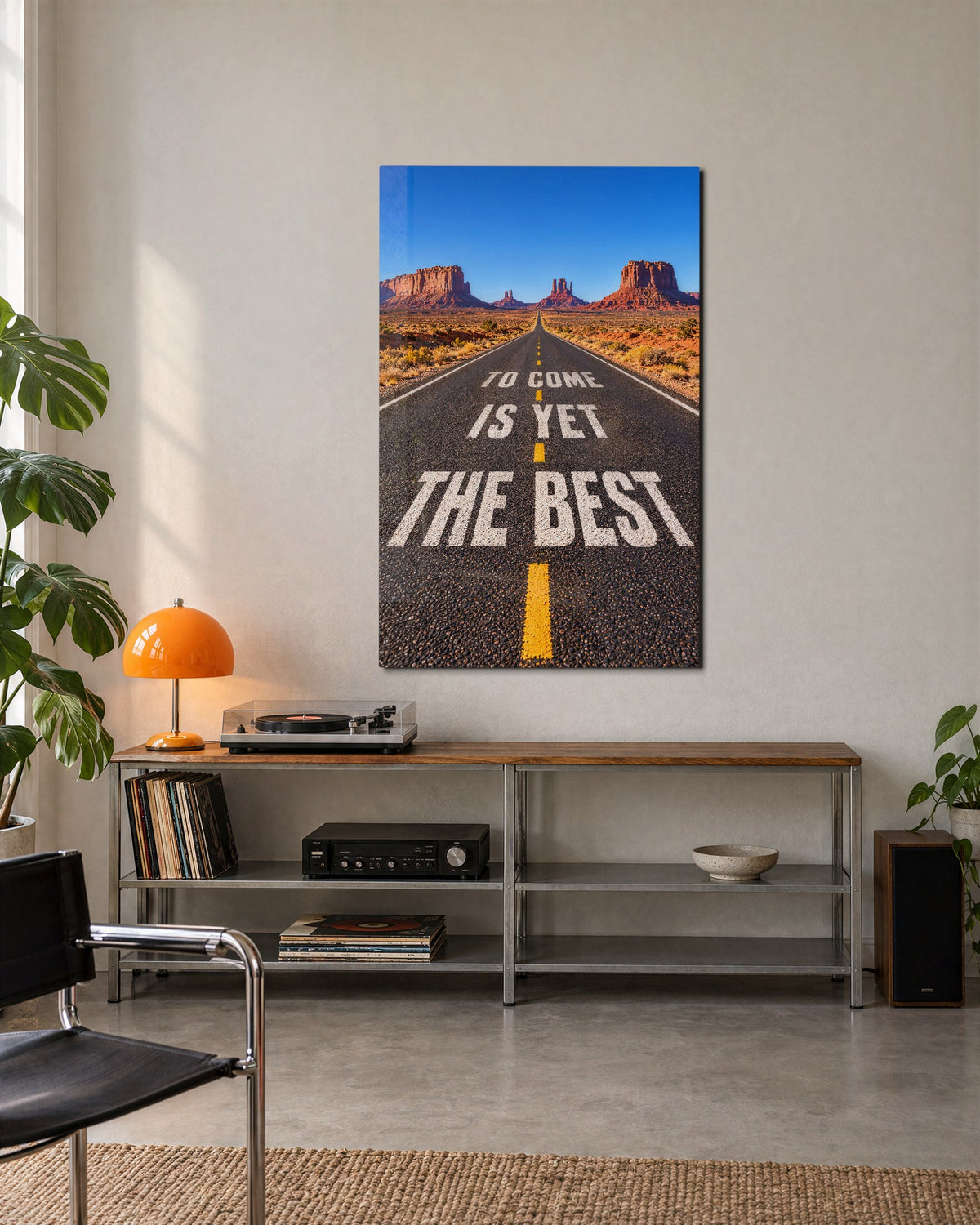 Message on the Asphalt glass wall art, lifestyle view