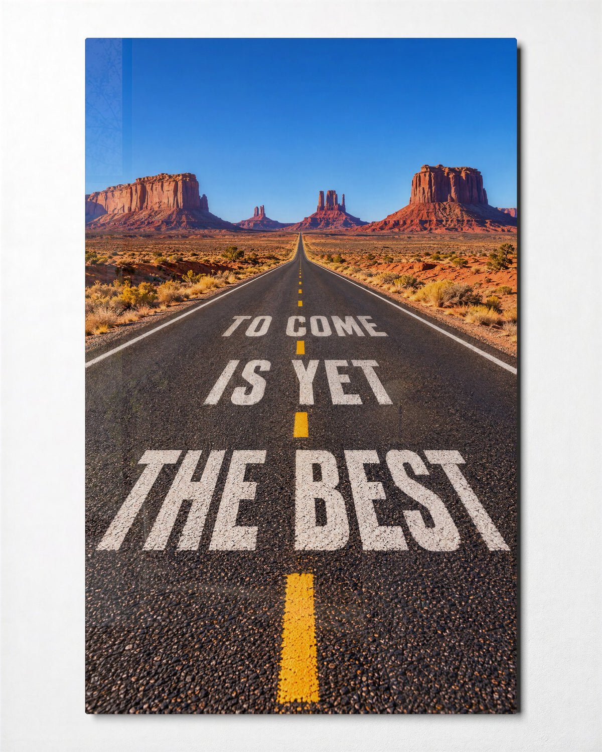 Message on the Asphalt glass wall art, front view