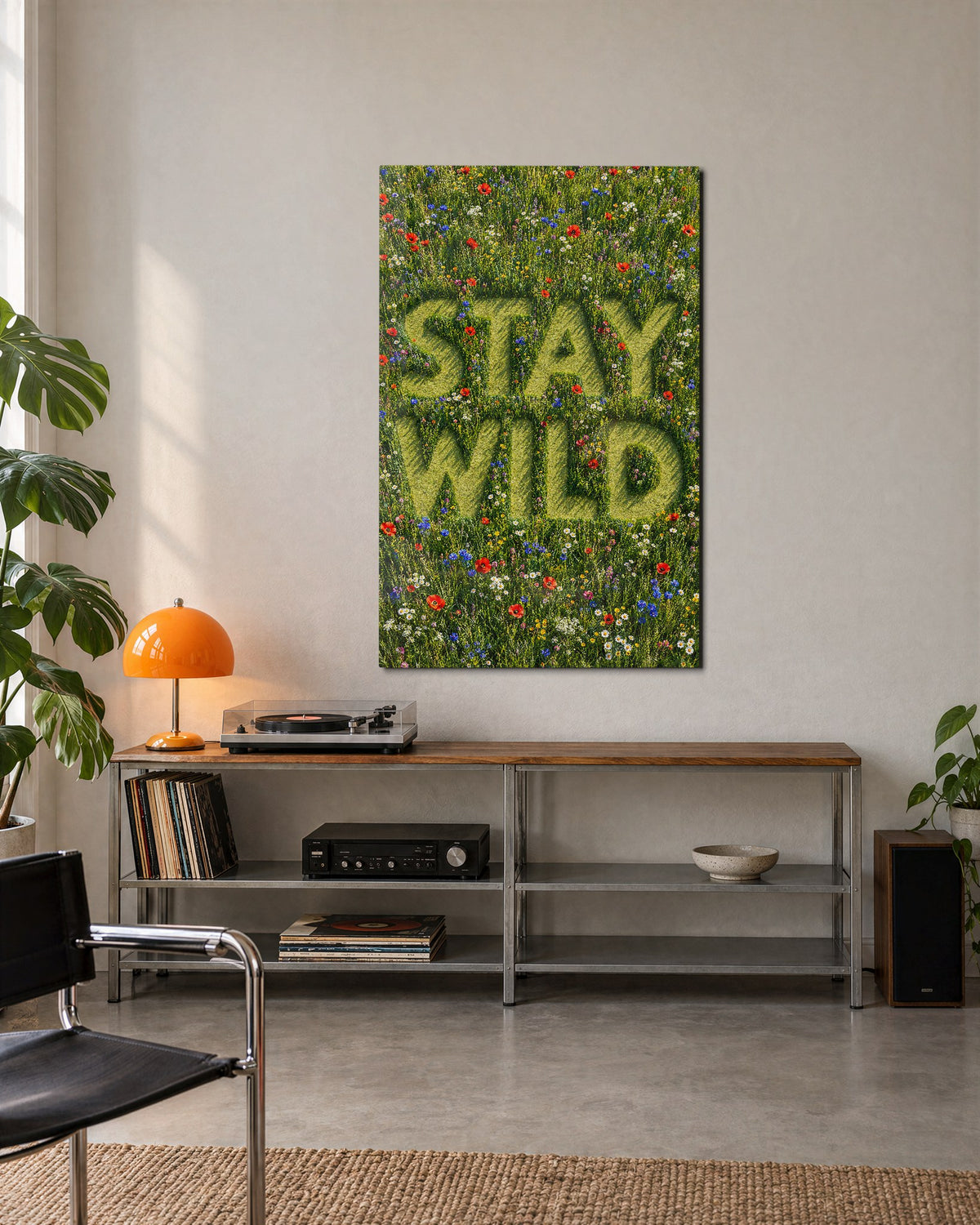 Pressed Into the Grass glass wall art, lifestyle view