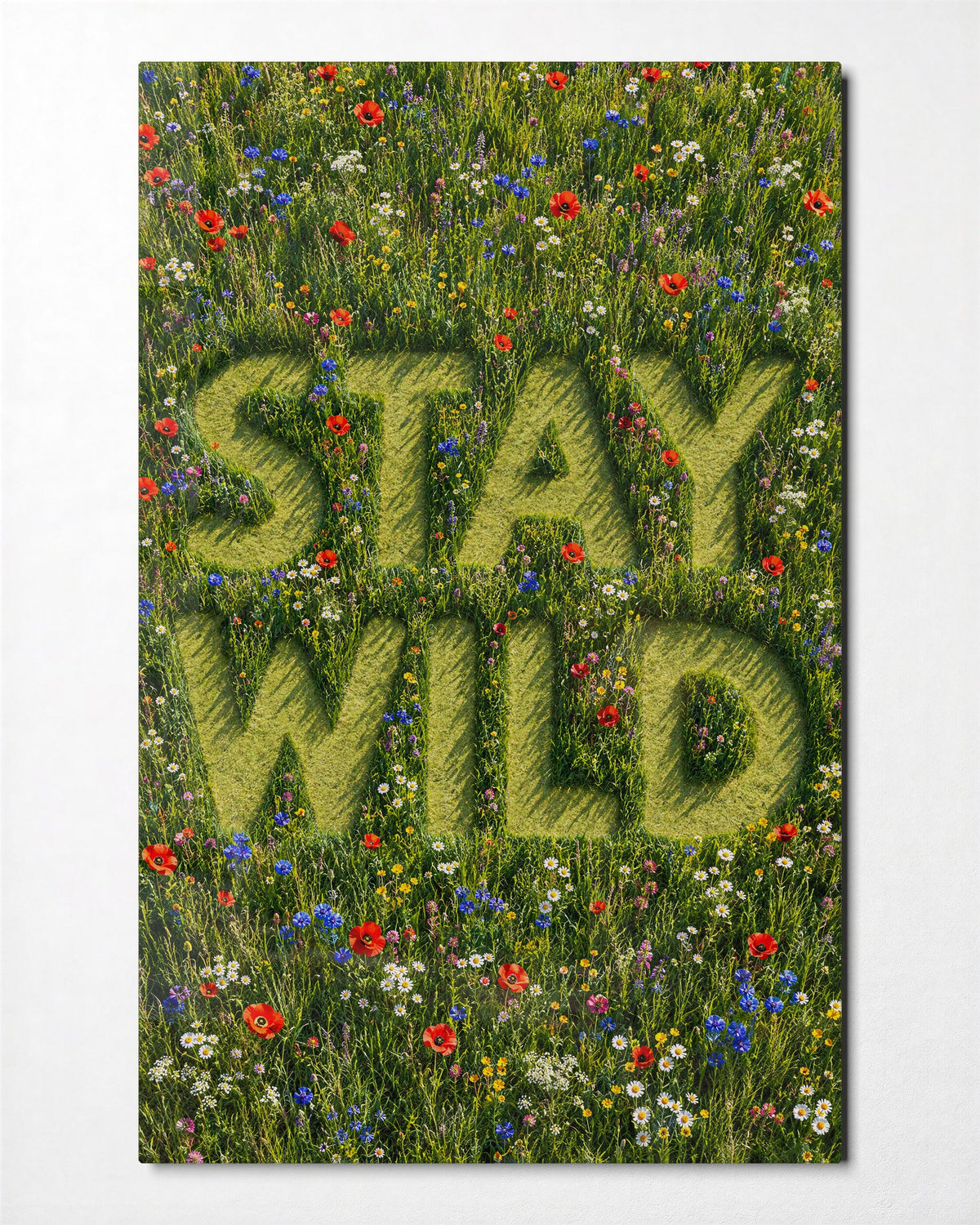 Pressed Into the Grass glass wall art, front view