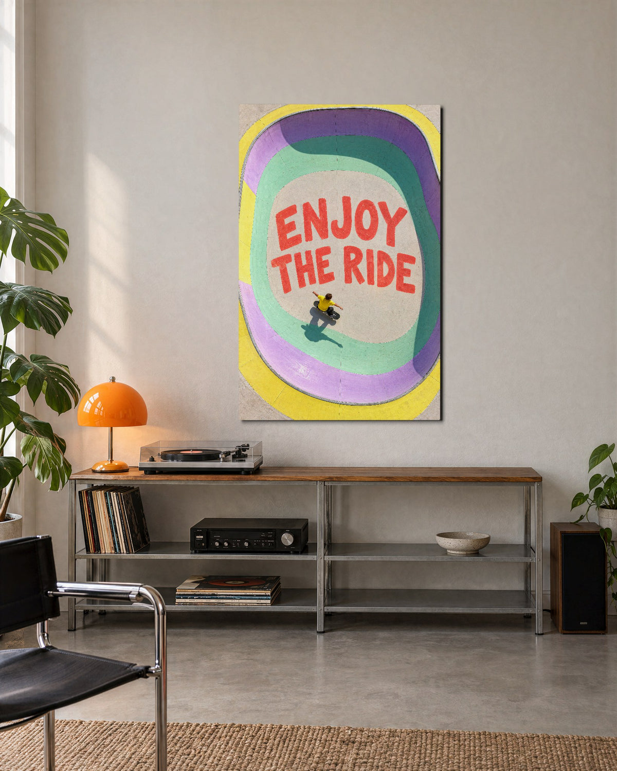 Rink of Pastel Rings glass wall art, lifestyle view