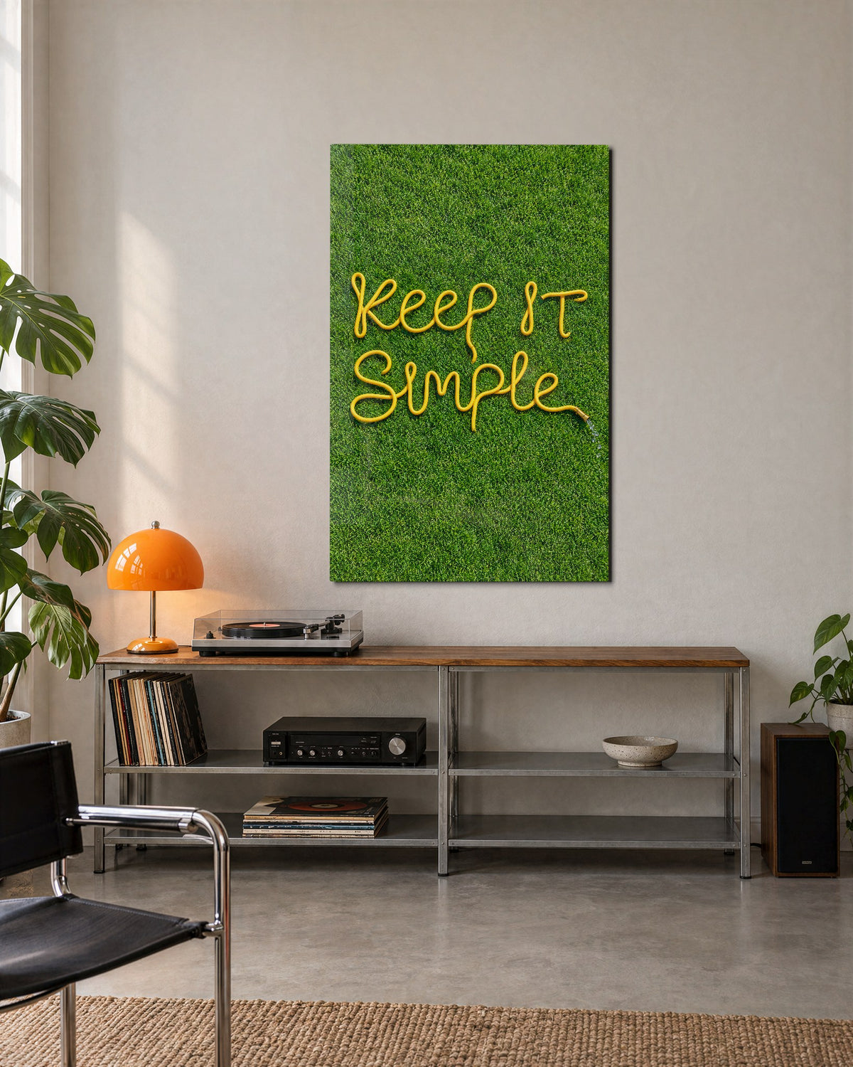 Lawn Calligraphy glass wall art, lifestyle view