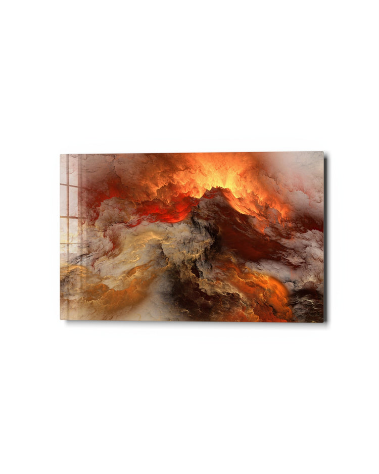 Lava Cloud Abstract glass wall art, studio view