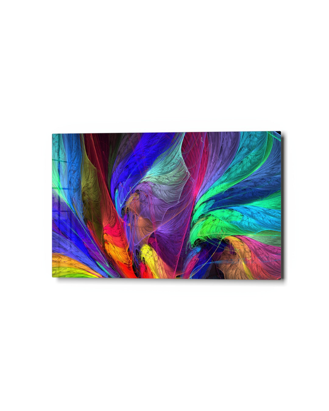 Feathers of Light glass wall art, studio view