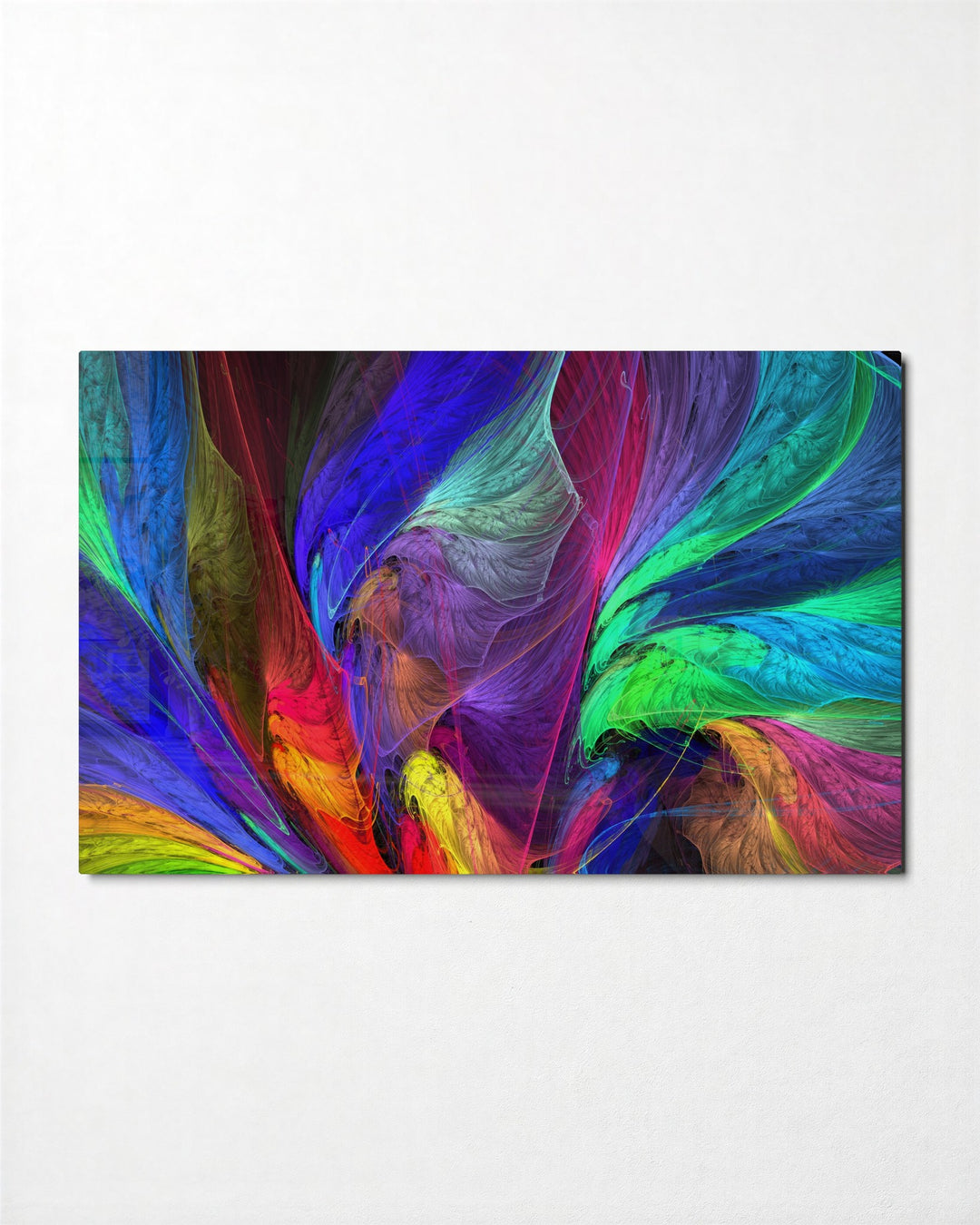 Feathers of Light glass wall art, front view