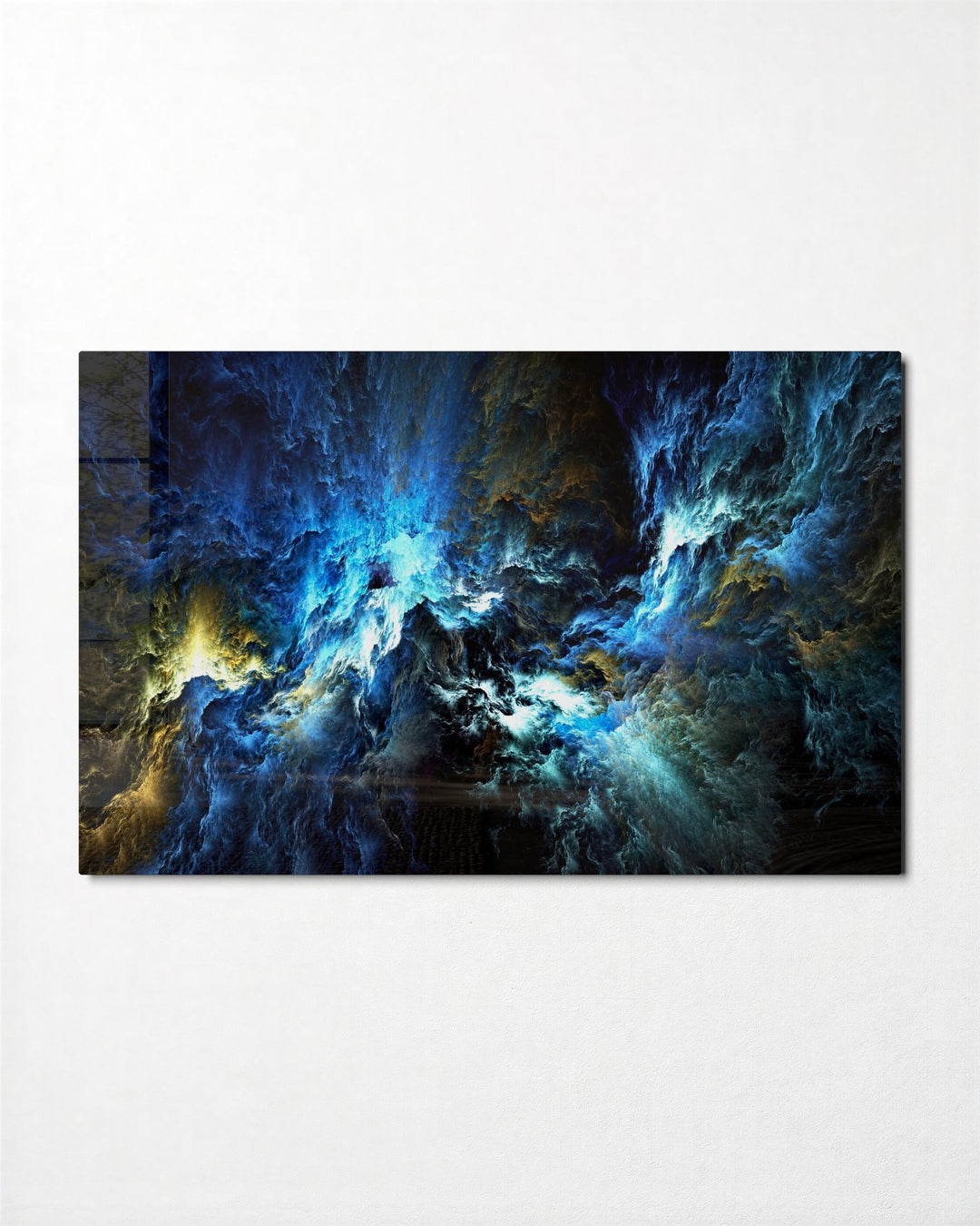 Blue Nebula Storm glass wall art, front view