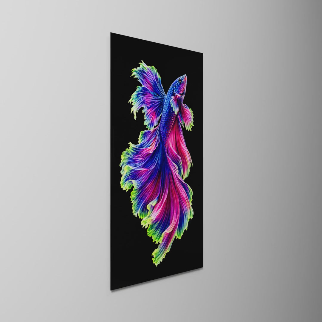 Fins for Days, glass wall art on a wall, light moving across the glass