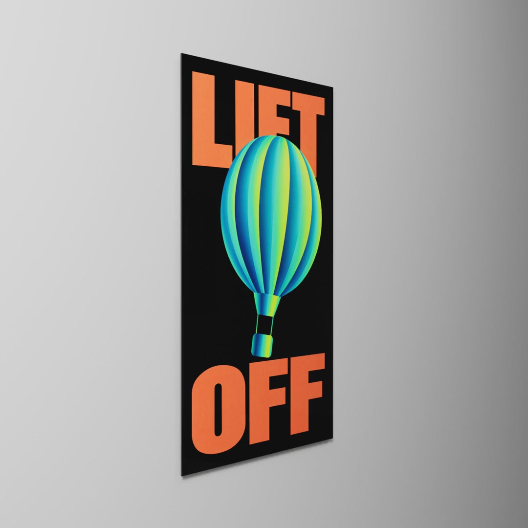 Balloon on Black, glass wall art on a wall, light moving across the glass