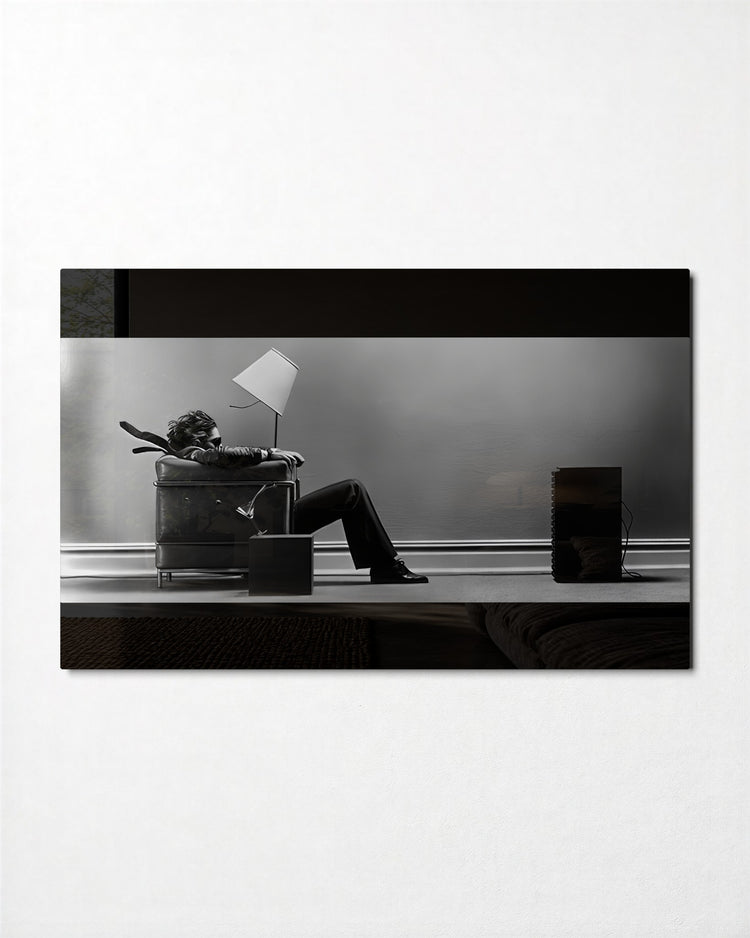 Blown Back by the Bass glass wall art, front view