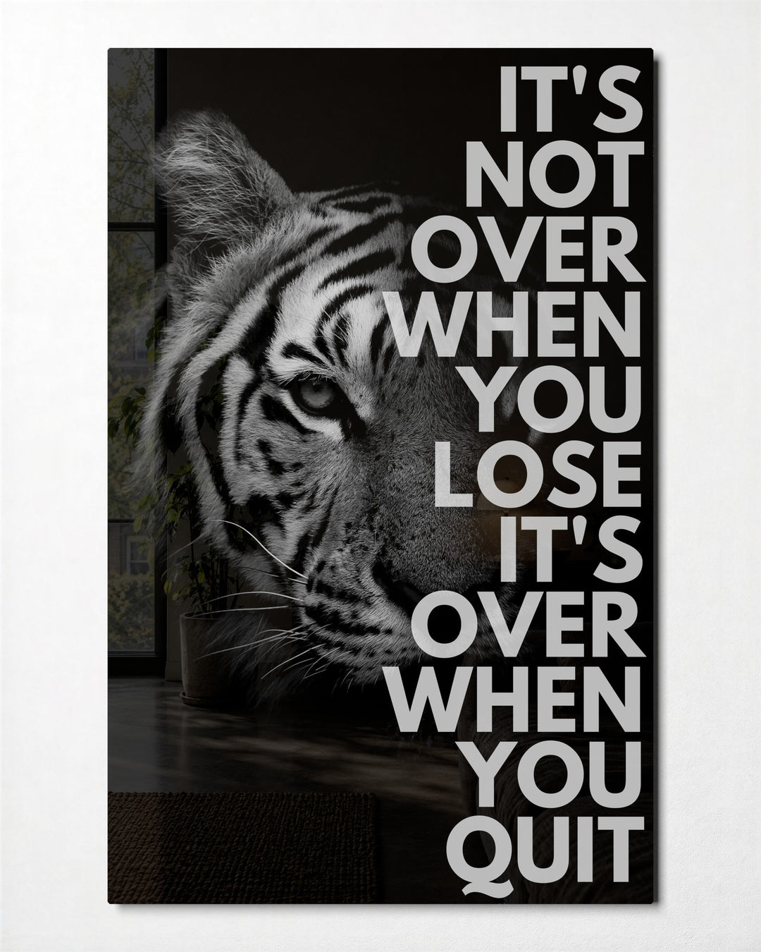 Not Over Until You Quit glass wall art, front view