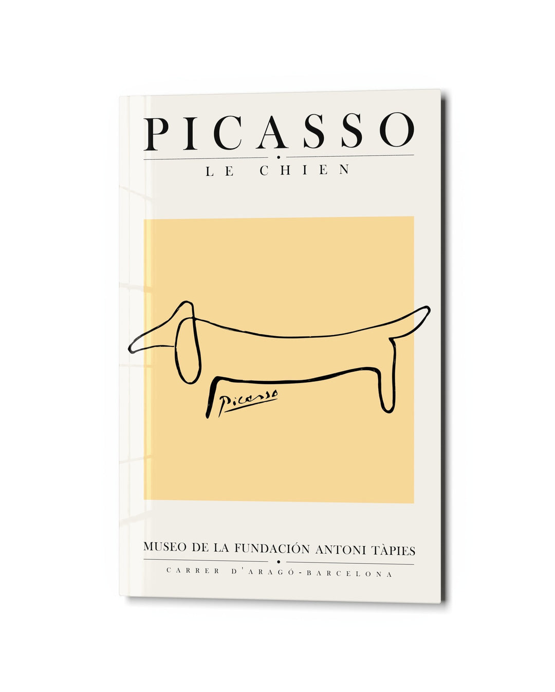 One-Line Dachshund Poster glass wall art, studio view