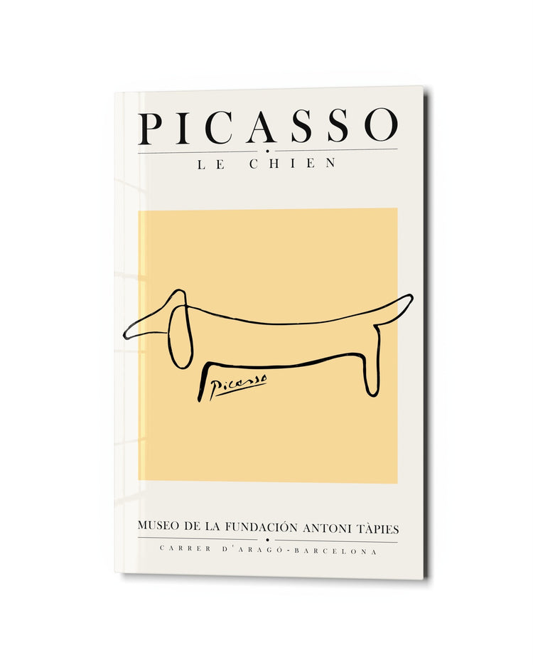 One-Line Dachshund Poster glass wall art, studio view