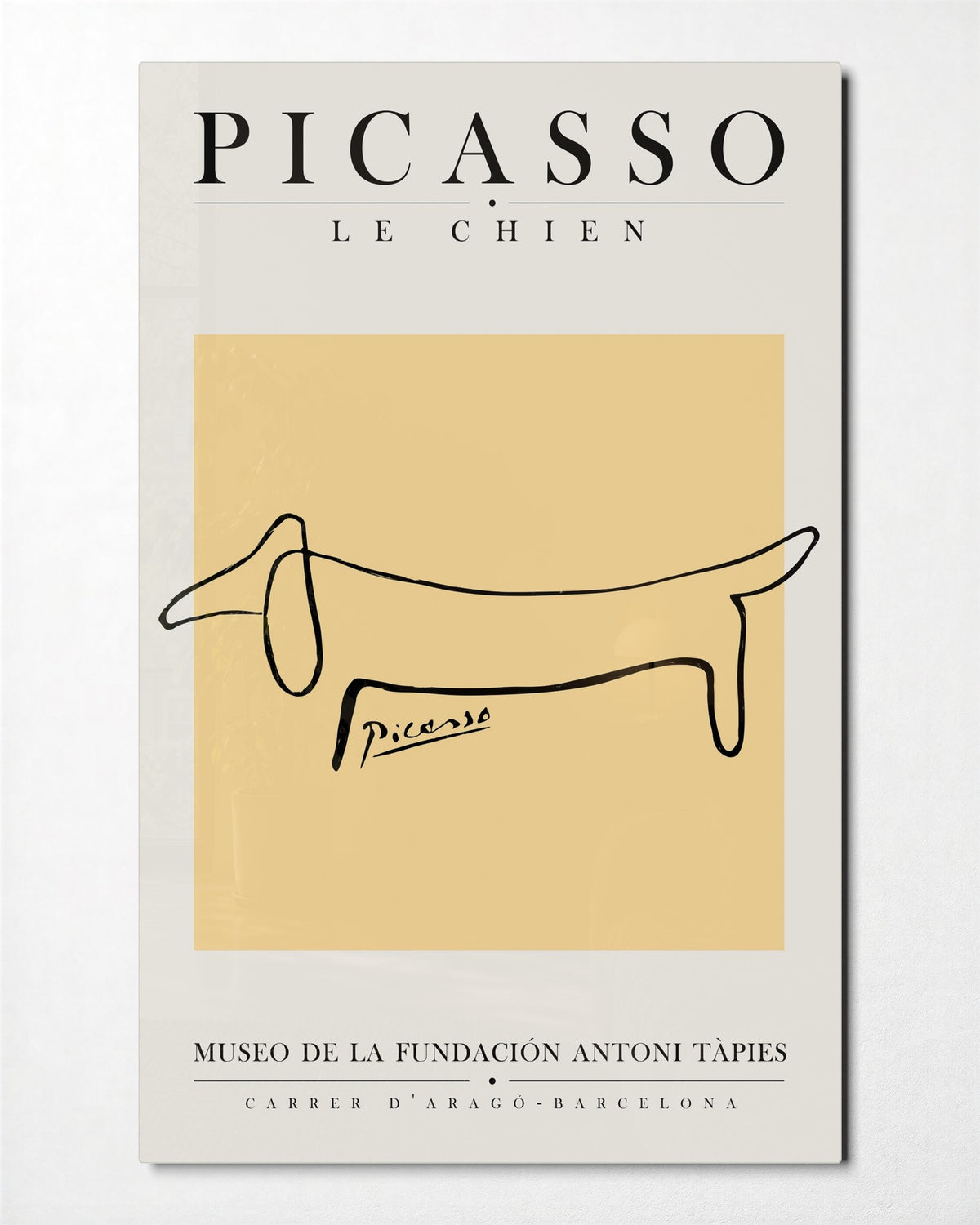 One-Line Dachshund Poster glass wall art, front view