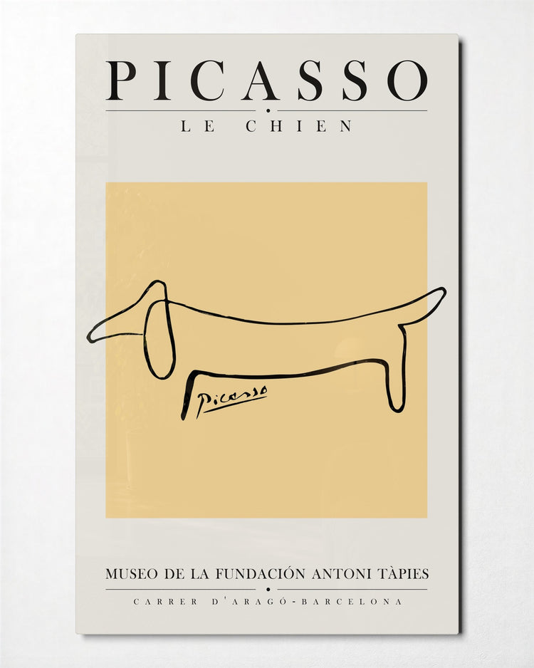 One-Line Dachshund Poster glass wall art, front view