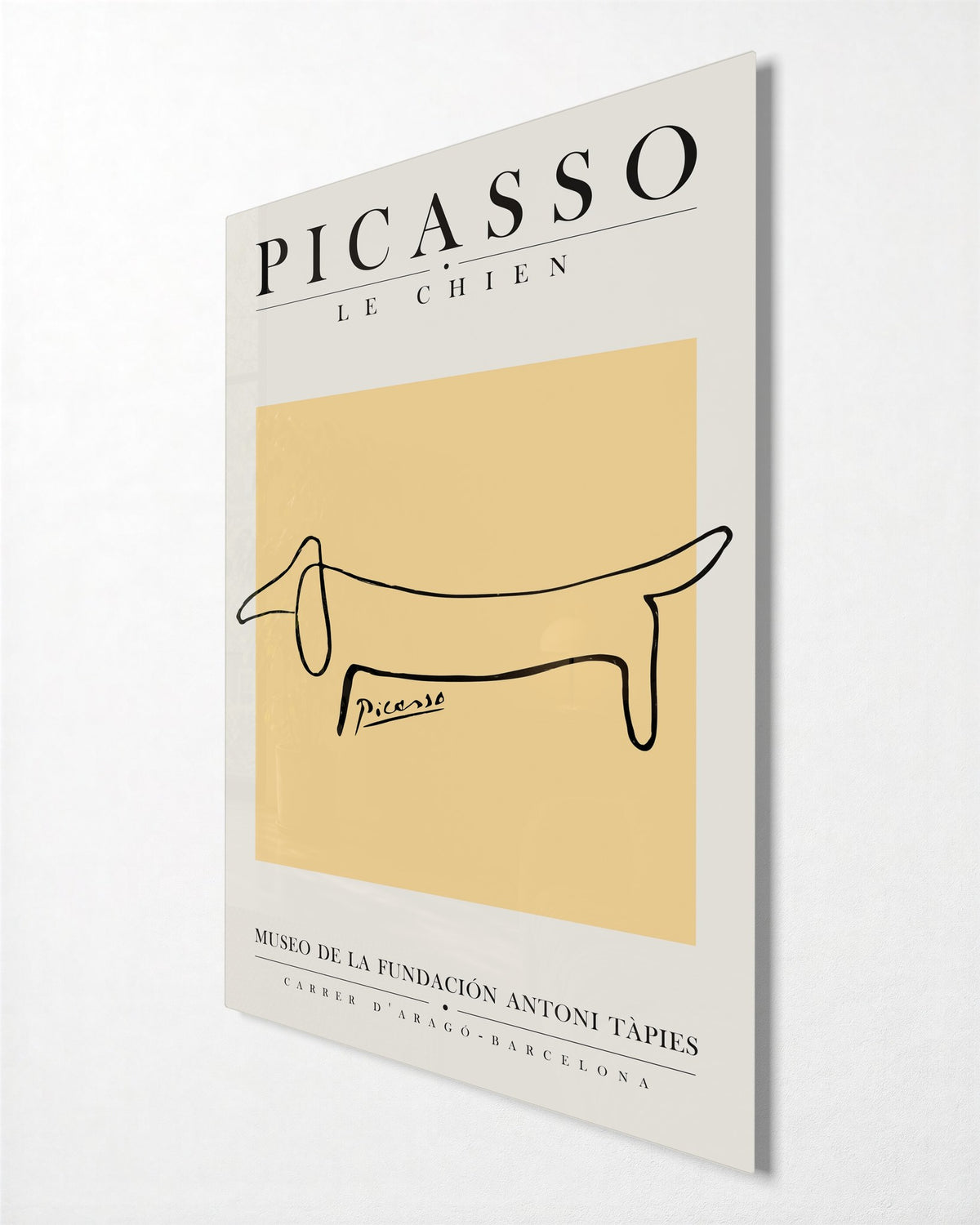 One-Line Dachshund Poster glass wall art, side view