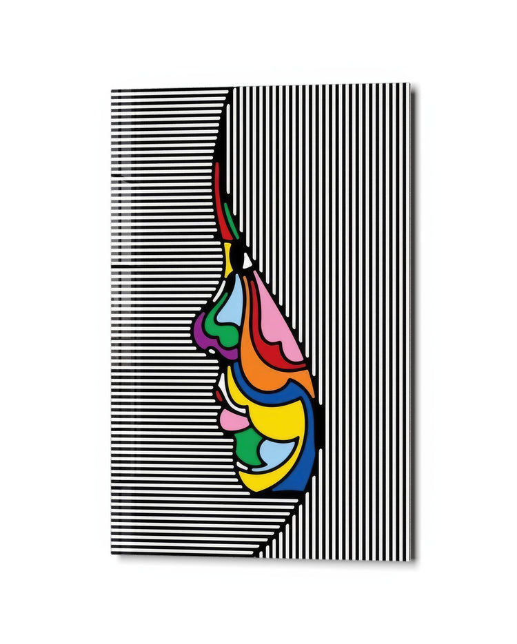 Face Behind the Stripes No. 2 glass wall art, studio view