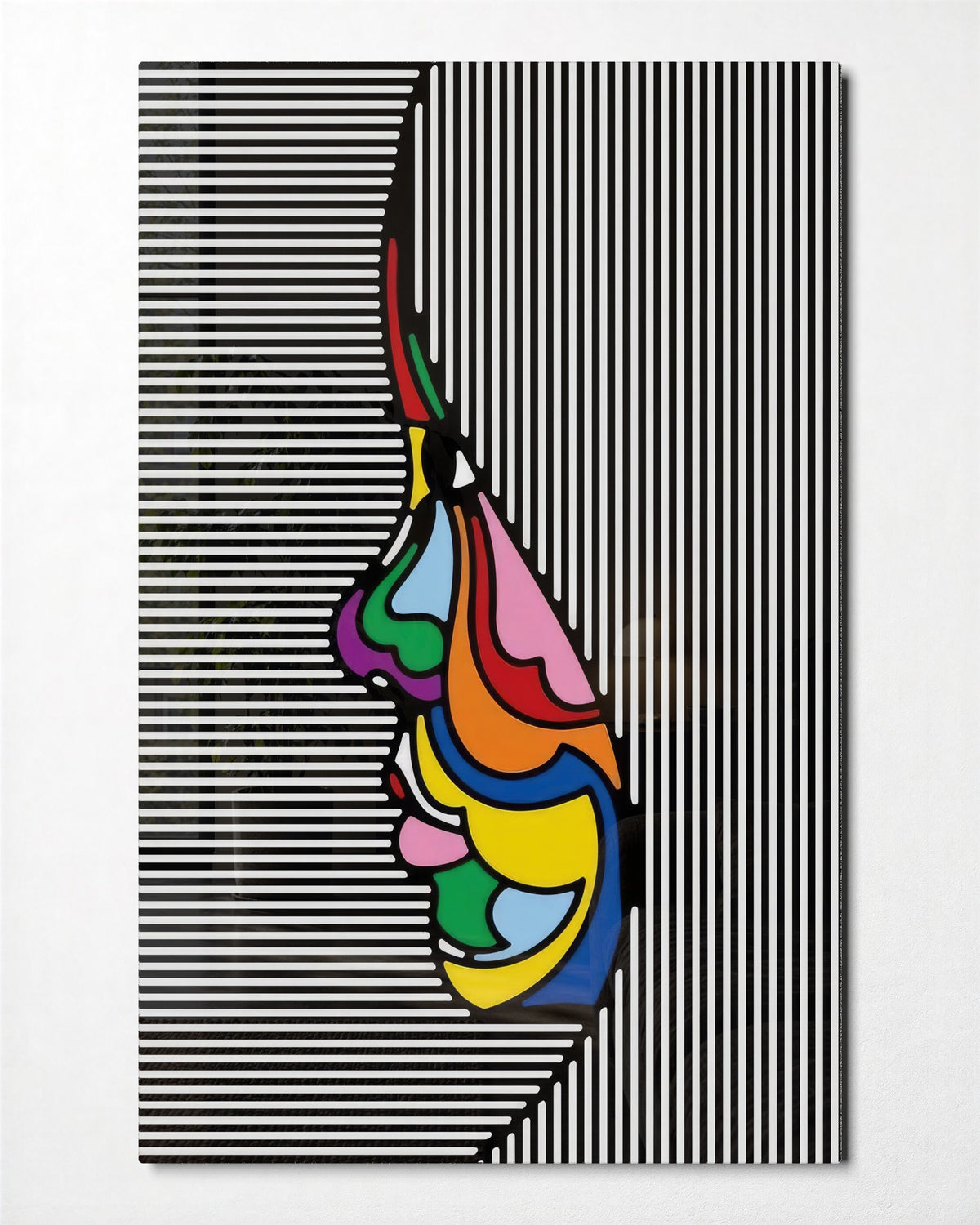 Face Behind the Stripes No. 2 glass wall art, front view