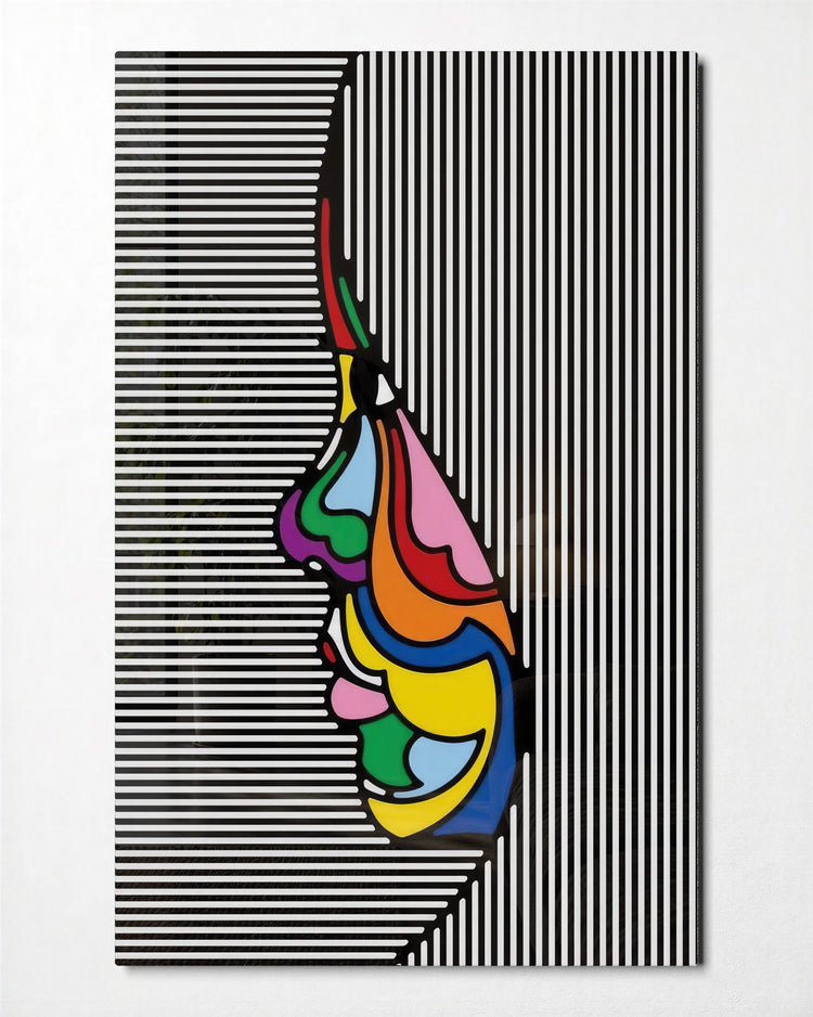 Face Behind the Stripes No. 2 glass wall art, front view