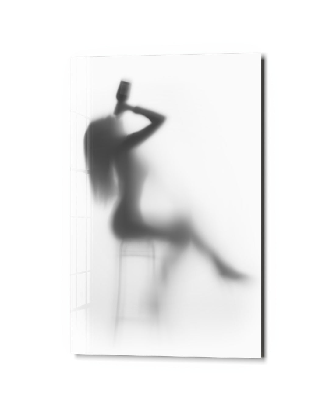 Silhouette Behind Frosted Glass No. 2 glass wall art, studio view