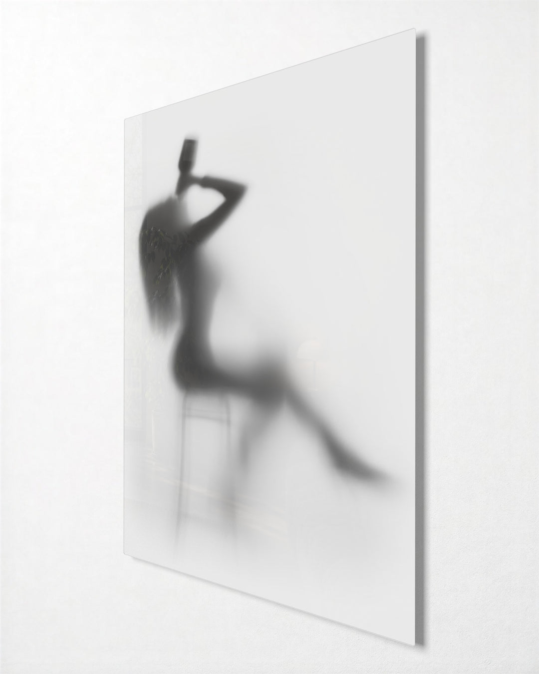 Silhouette Behind Frosted Glass No. 2 glass wall art, side view