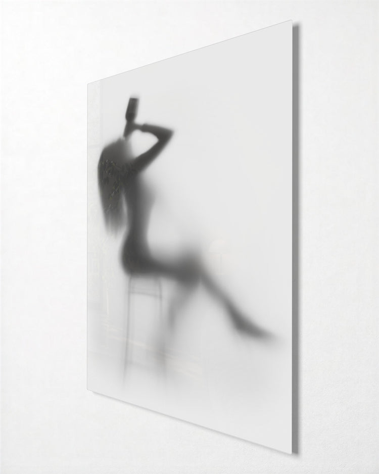 Silhouette Behind Frosted Glass No. 2 glass wall art, side view