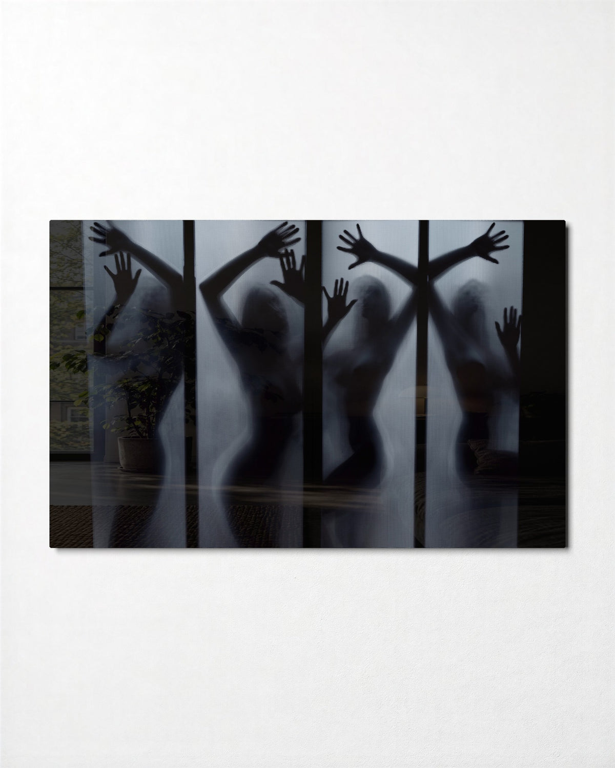 Four Shadows Behind Glass glass wall art, front view