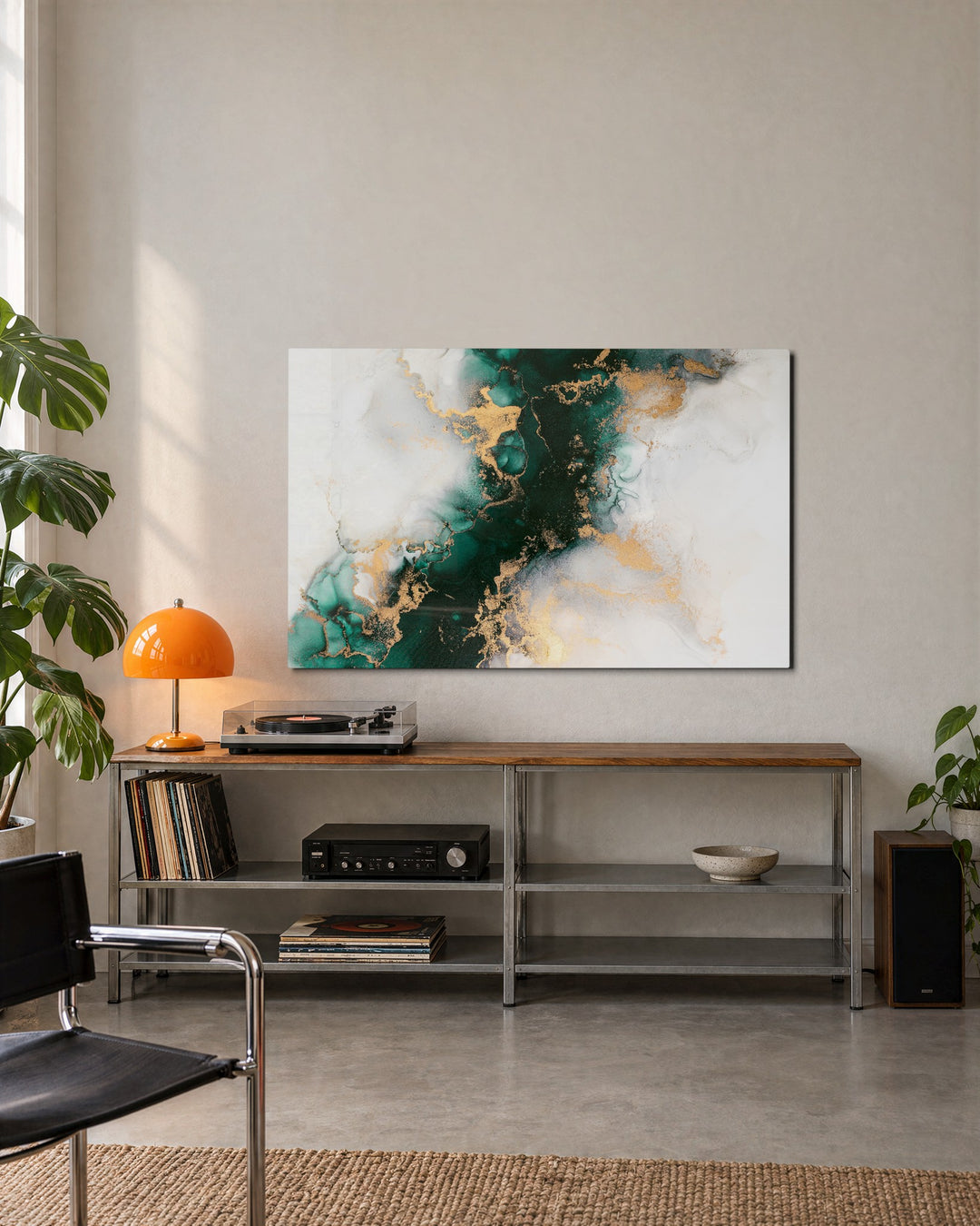 Emerald Marble With Gold glass wall art, lifestyle view