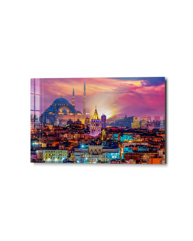 Domes and Minarets at Dusk glass wall art, studio view