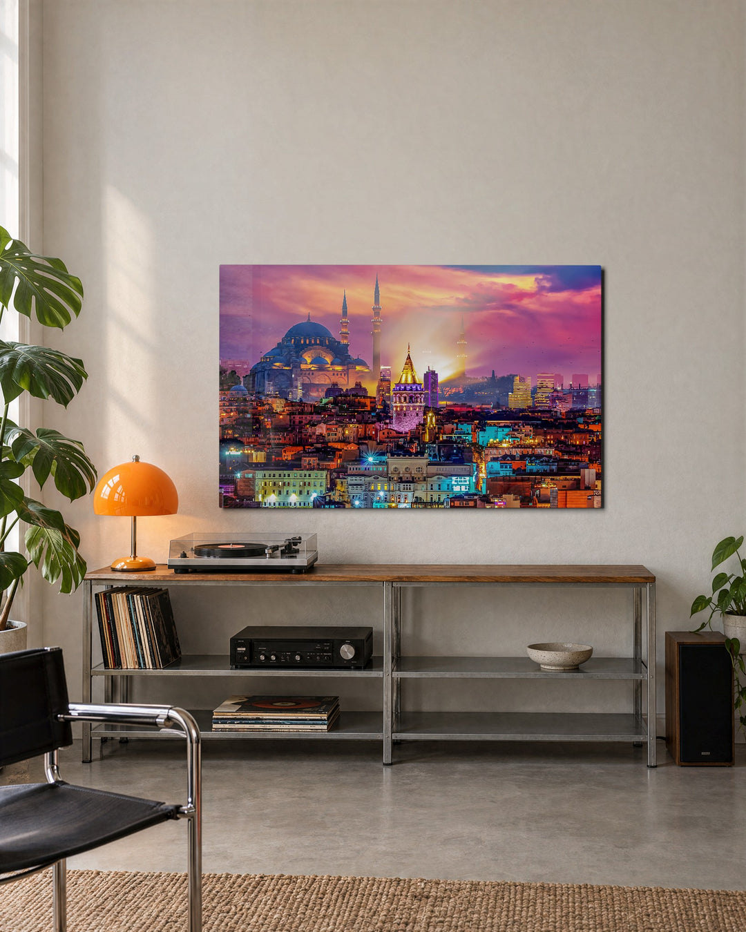 Domes and Minarets at Dusk glass wall art, lifestyle view