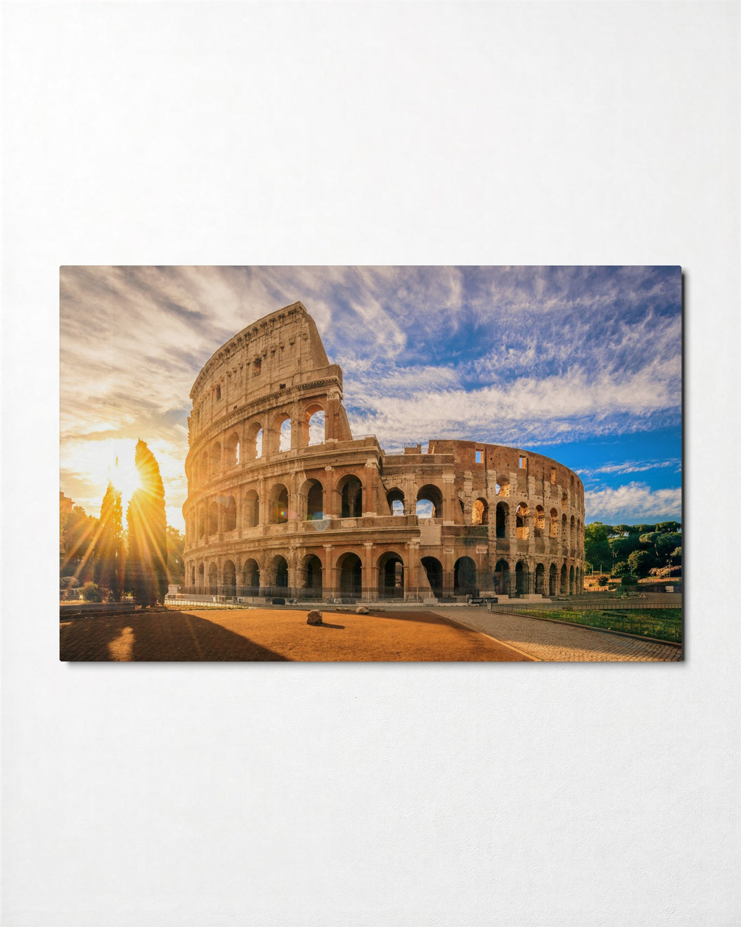 Ancient Arena in Sunlight glass wall art, front view