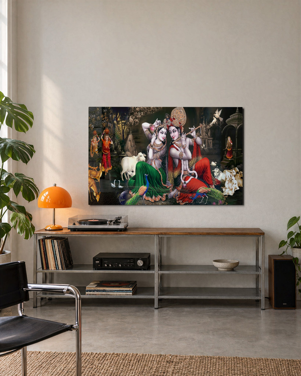 Temple of Painted Deities glass wall art, lifestyle view
