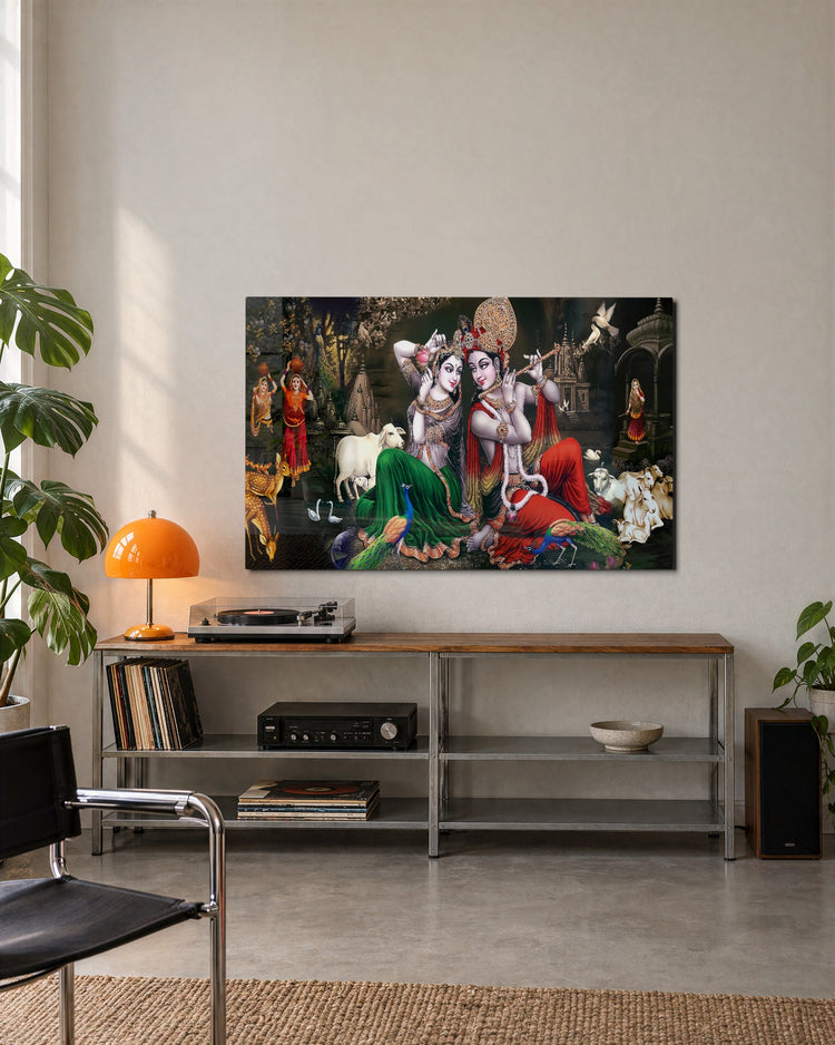 Temple of Painted Deities glass wall art, lifestyle view