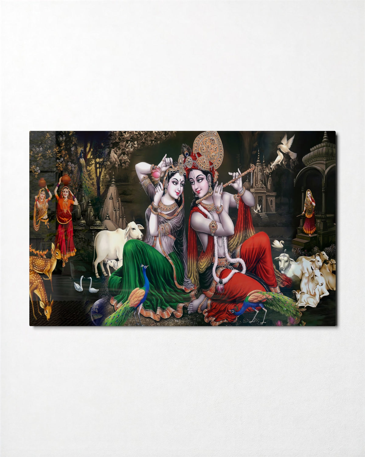 Temple of Painted Deities glass wall art, front view