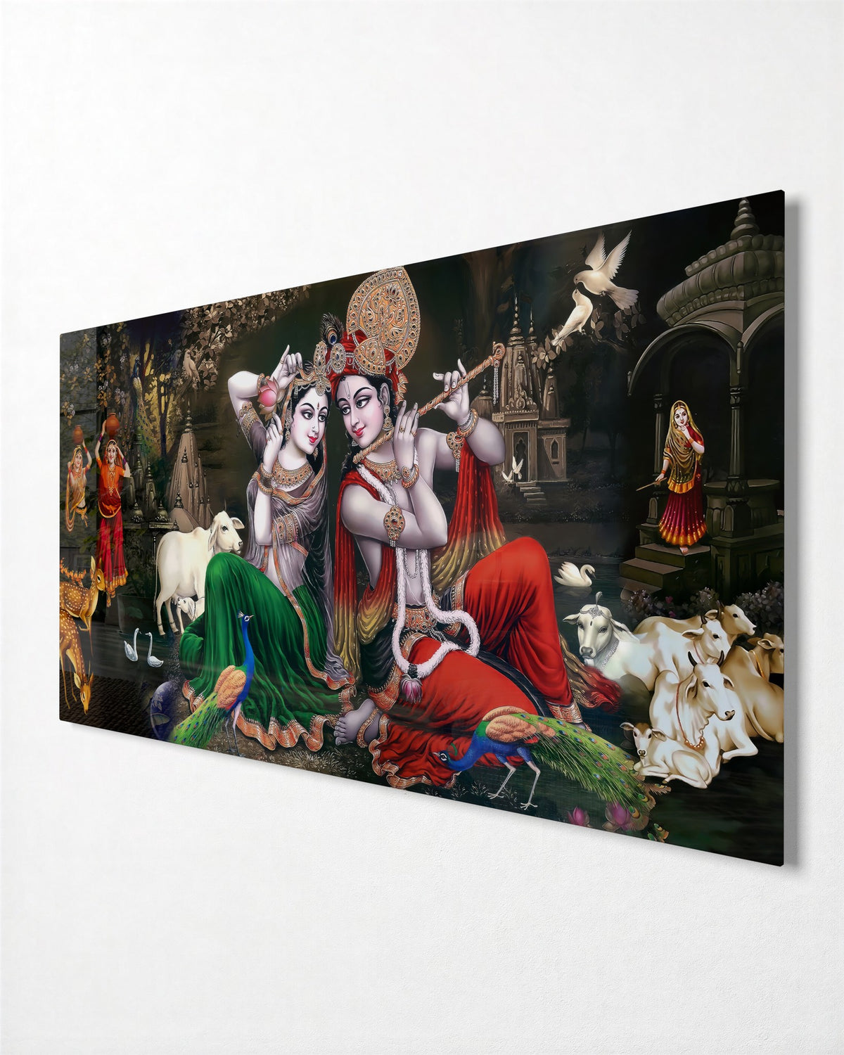 Temple of Painted Deities glass wall art, side view
