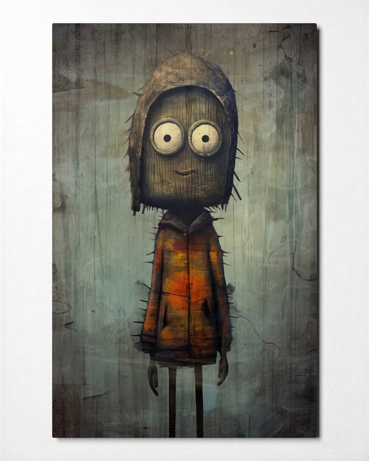 Hooded Kid With Big Eyes glass wall art, front view