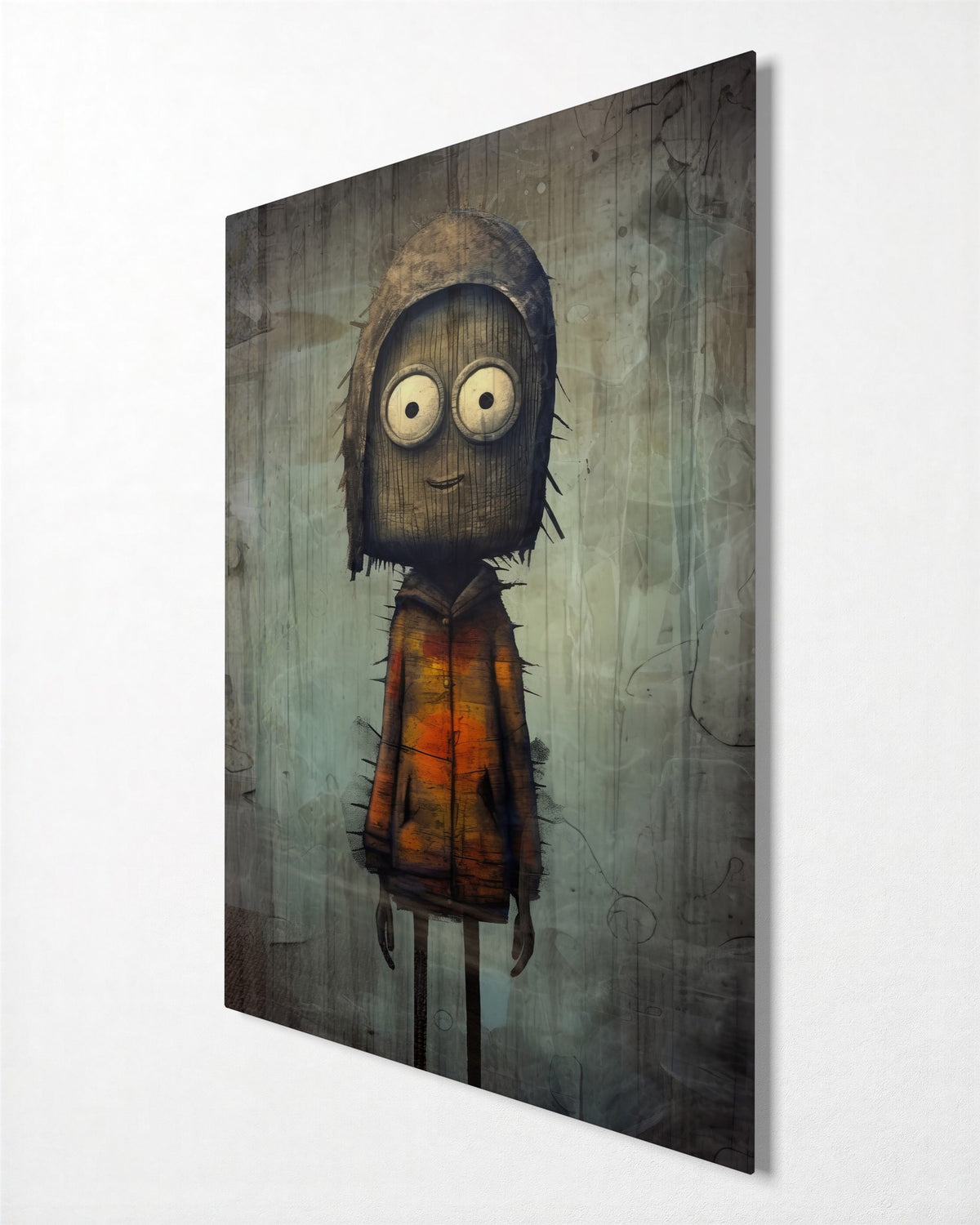Hooded Kid With Big Eyes glass wall art, side view