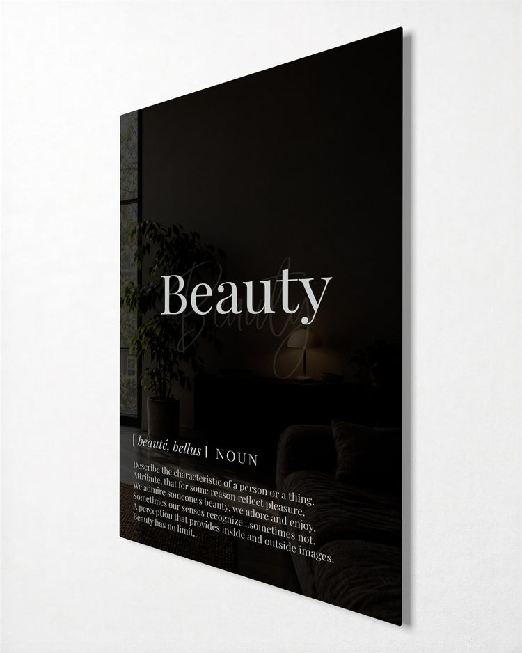 Beauty, Defined glass wall art, side view