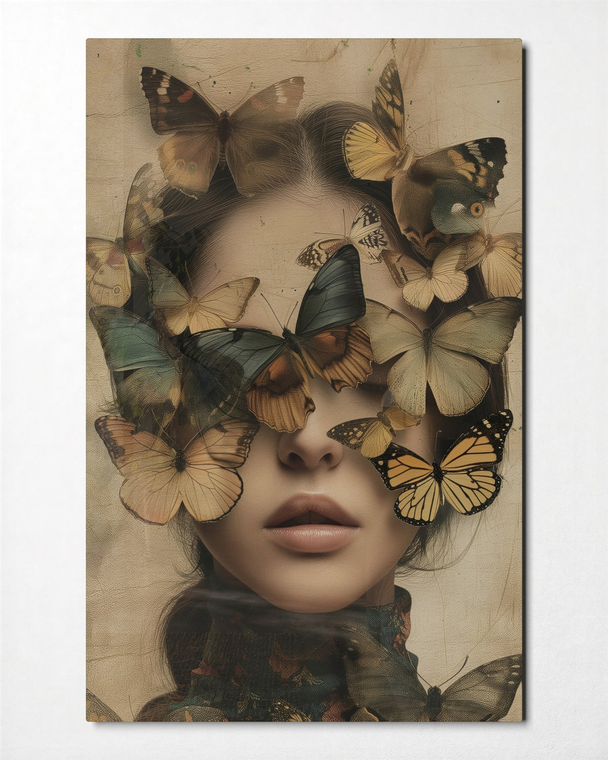 Veiled by Butterflies glass wall art, front view