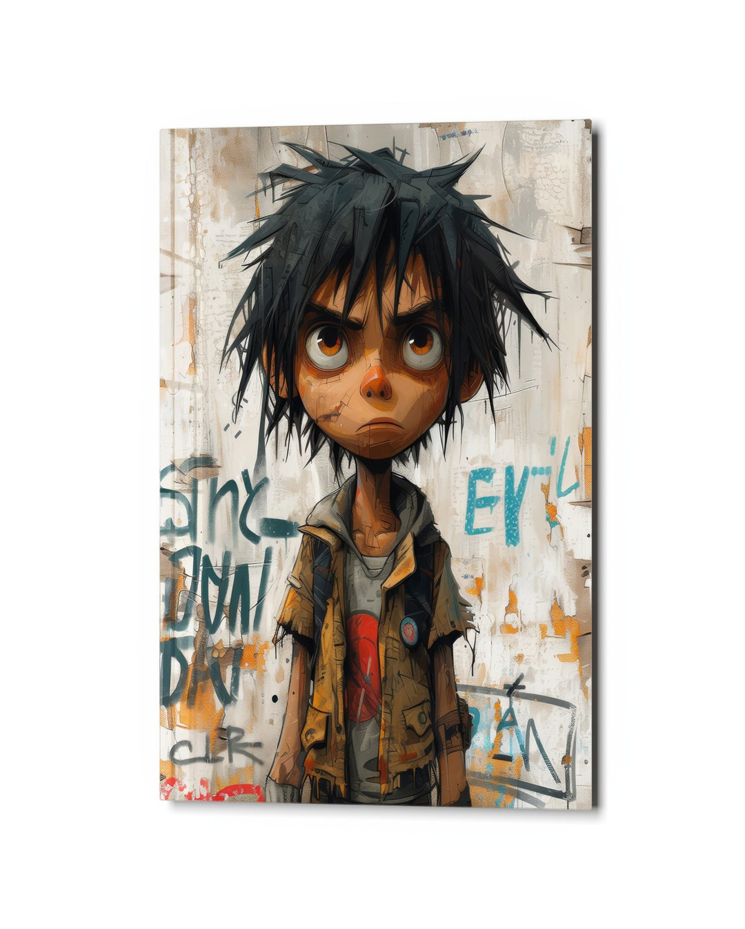 Kid With a Grudge glass wall art, studio view